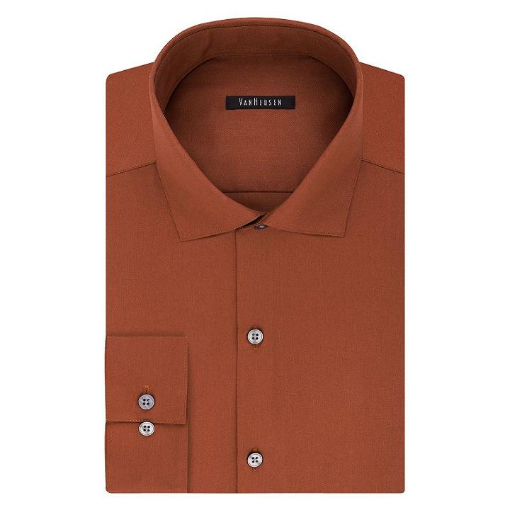 Big & Tall Van Heusen Regular-fit Solid Lux Sateen No-iron Spread-collar Dress Shirt, Men's, Size: 18-34/35, Dark Brown