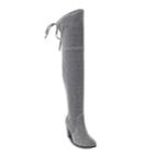 Olivia Miller Mastic Women's High Heel Thigh High Boots, Size: 6.5, Silver