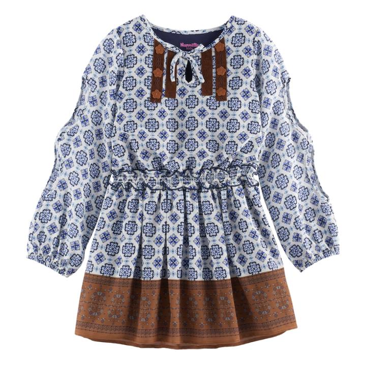Girls 4-6x Nannette Printed Chiffon Dress, Size: 4, Blue (navy)