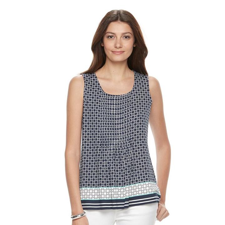 Women's Croft & Barrow&reg; Pintuck Tank, Size: Medium, Dark Blue