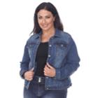 Plus Size White Mark Embellished Back Jean Jacket, Women's, Size: 2xl, Med Brown