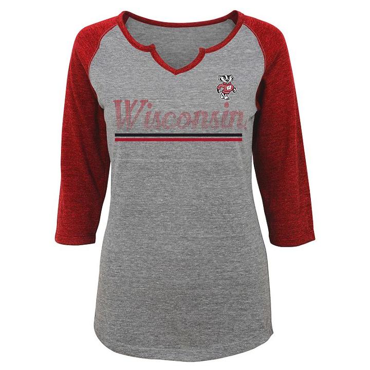 Women's Wisconsin Badgers Over The Line Tee, Size: Xl, Dark Grey