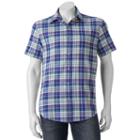 Sonoma Goods For Life, Men's &trade; Flexwear Modern-fit Plaid Stretch Button-down Shirt, Size: Xxl, Dark Blue
