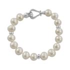 Sterling Silver 1/10-ct. T.w. Diamond And Cultured Freshwater Pearl Bracelet, Women's, Size: 8, White