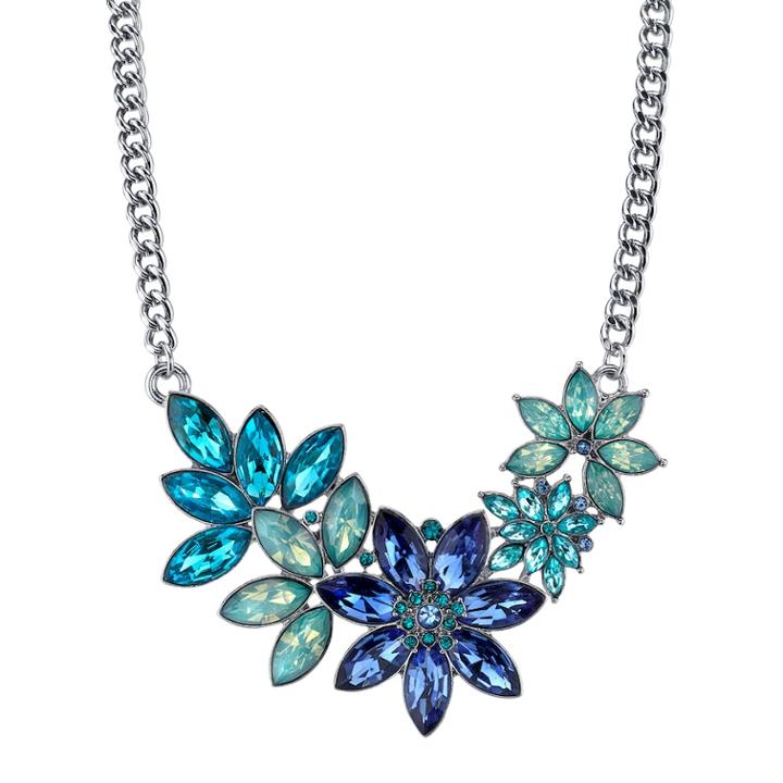 1928 Blue Flower Statement Necklace, Women's, Size: 16