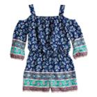 Girls 7-16 My Michelle Printed Cold Shoulder Romper, Size: Small, Blue (navy)