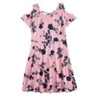 Girls 7-16 So&reg; Patterned Cold Shoulder Criss-cross Dress, Size: S/7-8, Brt Pink