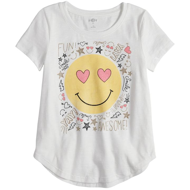 Girls 7-16 & Plus Size So&reg; Curve Hem Shiny Graphic Tee, Size: 12, White