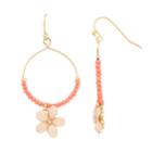 Lc Lauren Conrad Filigree Pink Flower Nickel Free Hoop Drop Earrings, Women's
