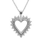 Sterling Silver 1/10-ct. T.w. Diamond Openwork Heart Pendant, Women's, Size: 18, White
