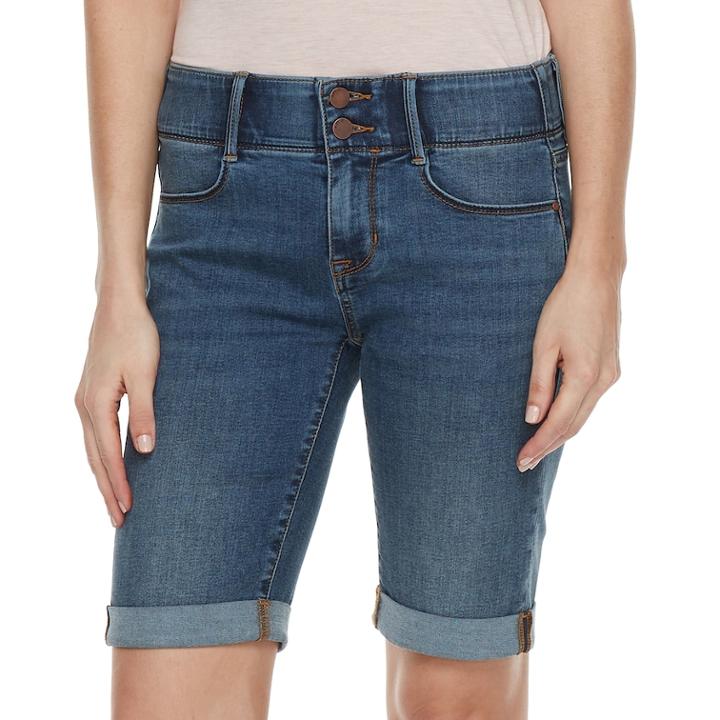 Women's Apt. 9&reg; Tummy Control Bermuda Jean Shorts, Size: 0, Med Blue