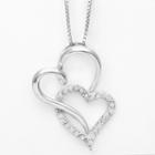 Silver Plated 1/4-ct. T.w. Diamond Heart Pendant, Women's, Size: 18, Multicolor