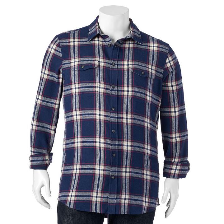 Big & Tall Sonoma Goods For Life&trade; Classic-fit Plaid Button-down Shirt, Men's, Size: M Tall, Dark Blue
