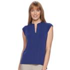Women's Dana Buchman High-low Top, Size: Large, Dark Blue