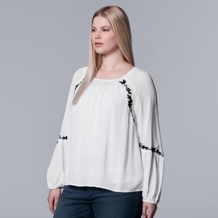 Plus Size Simply Vera Vera Wang Embroidered Top, Women's, Size: 2xl, White