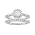 14k White Gold 1 Carat T.w. Igl Certified Diamond Halo Engagement Ring Set, Women's, Size: 6