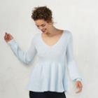 Women's Lc Lauren Conrad V-neck Peplum Sweater, Size: Small, Light Blue