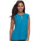 Women's Elle&trade; Pintuck Ruffle Top, Size: Large, Dark Blue