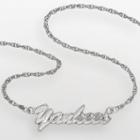 Logoart New York Yankees Sterling Silver Script Necklace, Women's, Size: 18, Grey