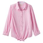 Girls 7-16 & Plus Size So&reg; Tie-front Patterned Shirt, Girl's, Size: 12, Brt Pink