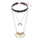 Mudd&reg; Chevron Choker, Crescent Pendant & Fringe Necklace Set, Women's, Multicolor