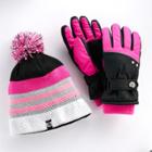 Girls 4-16 Zeroxposur Kimberly Fleece Gaiter Gloves & Fleece-lined Hat Set, Size: S-m, Black