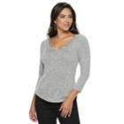 Women's Jennifer Lopez Beaded-inset V-neck Top, Size: Large, White