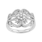 Simply Vera Vera Wang Sterling Silver 1/2 Carat T.w. Diamond Flower Ring, Women's, Size: 9, White