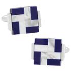 Mother Of Pearl & Lapis Windmill Square Cuff Links, Men's, Blue