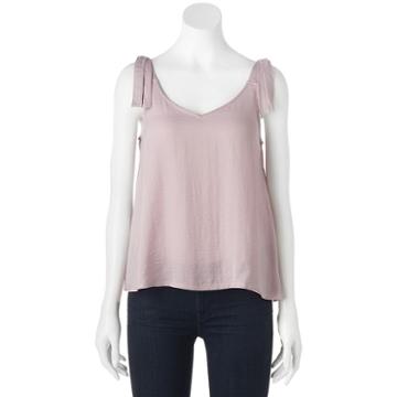 Juniors' Vanilla Star Satin V-neck Tank, Teens, Size: Large, Light Red