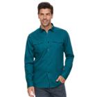 Big & Tall Men's Marc Anthony Slim-fit Texture-striped Military Button-down Shirt, Size: M Tall, Turquoise/blue (turq/aqua)