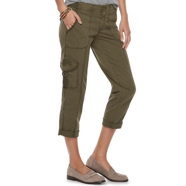 Women's Sonoma Goods For Life&trade; Utility Capri Pants, Size: 14, Green