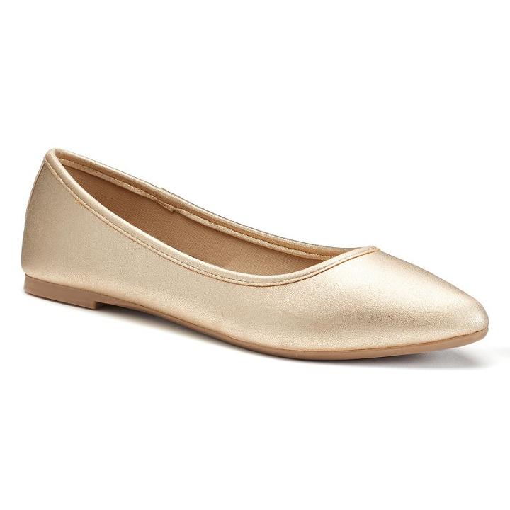So&reg; Women's Pointed-toe Ballet Flats, Girl's, Size: Medium (7), Gold