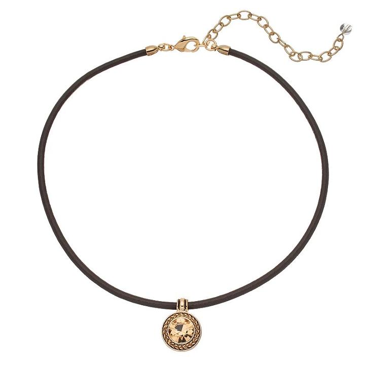 Napier Round Pendant Cord Choker Necklace, Women's, Med Beige
