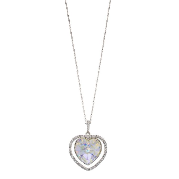 Sterling Silver Crystal & Cubic Zirconia Reversible Heart Pendant Necklace, Women's, Size: 16, Yellow