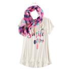 Girls 7-16 & Plus Size Self Esteem Ruffle Tee & Infinity Scarf Set With Necklace, Size: Large, Blue