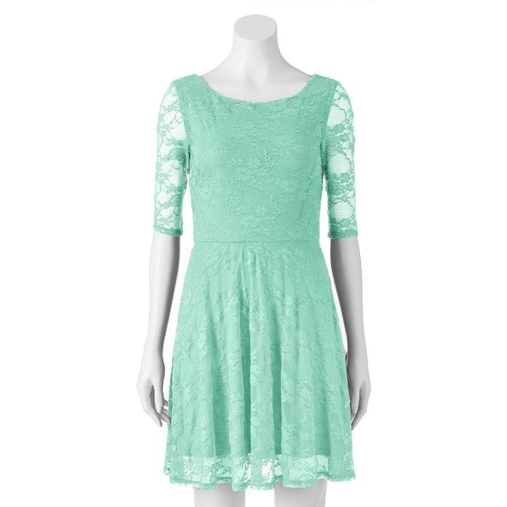 Juniors' Wrapper Floral Lace Skater Dress, Girl's, Size: Xl, Green Oth