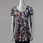 Women's Simply Vera Vera Wang Printed Scoopneck Tee, Size: Medium, Oxford