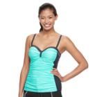 Women's Free Country Space-dye Ruched Tankini Top, Size: Small, Green Oth