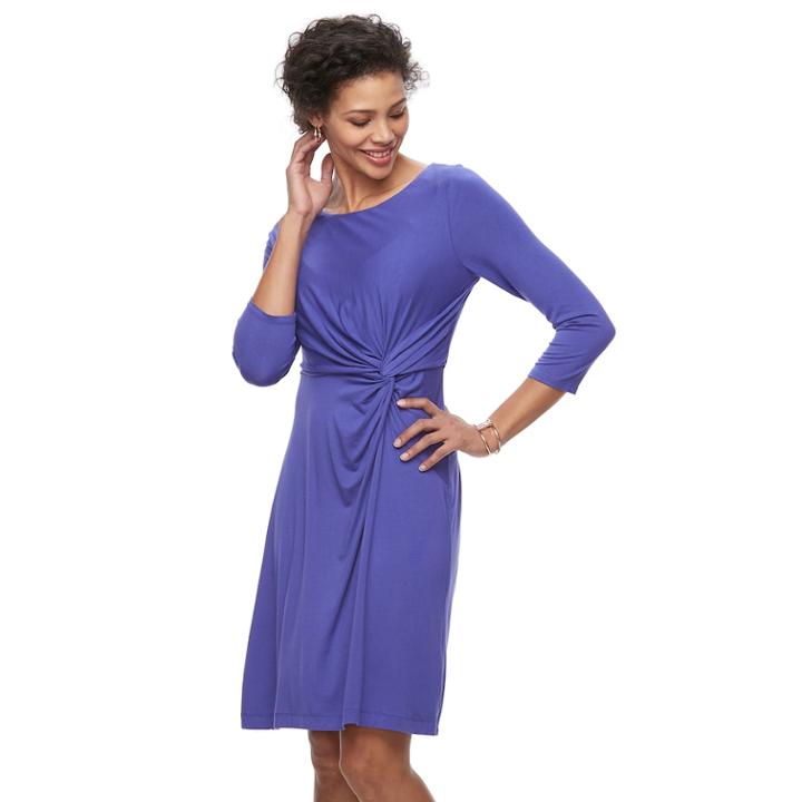 Women's Dana Buchman Printed Knot-front Dress, Size: Xs, Brt Purple