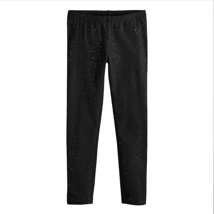Girls 4-10 Jumping Beans&reg; Glittery Full-length Leggings, Size: 10, Black