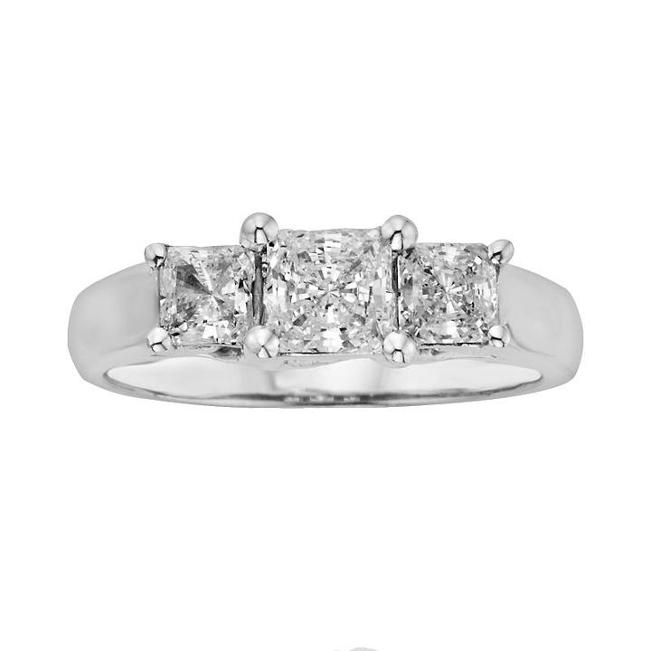 18k White Gold 1-ct. T.w. Igl Certified Princess-cut Colorless Diamond 3-stone Ring, Women's, Size: 8.50