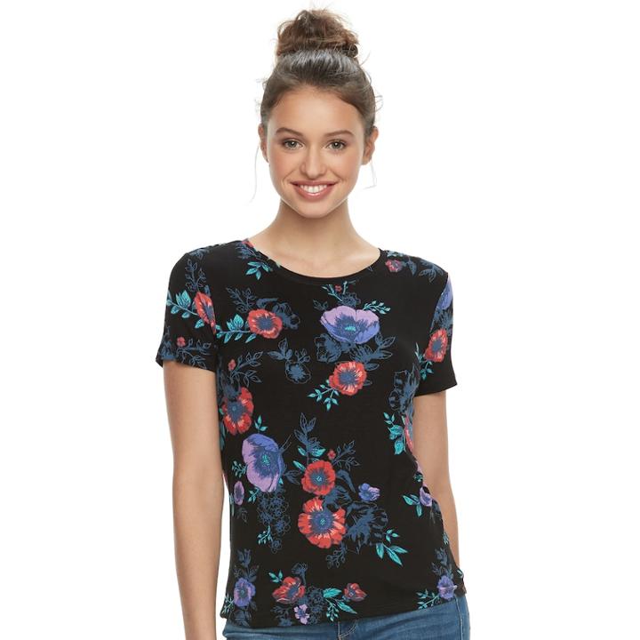Juniors' Mudd&reg; Crewneck Short Sleeve Tee, Teens, Size: Large, Oxford