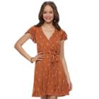 Juniors' Mudd&reg; Faux-wrap Dress, Teens, Size: Medium, Brown