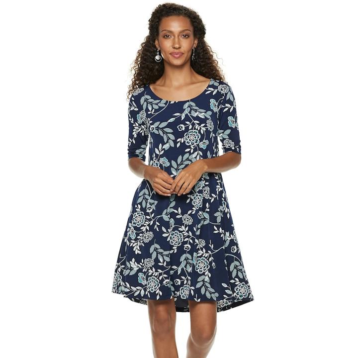 Women's Nina Leonard Daisy Shift Dress, Size: Xl, Turquoise/blue (turq/aqua)