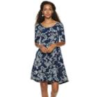 Women's Nina Leonard Daisy Shift Dress, Size: Xl, Turquoise/blue (turq/aqua)
