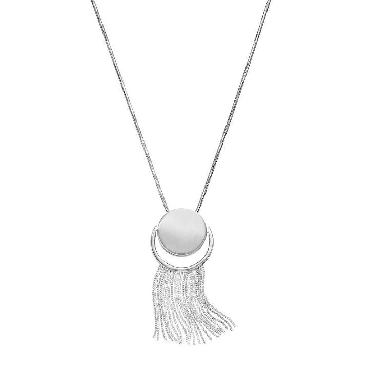 Simply Vera Vera Wang Long Fringe Door Knocker Pendant Necklace, Women's, Silver