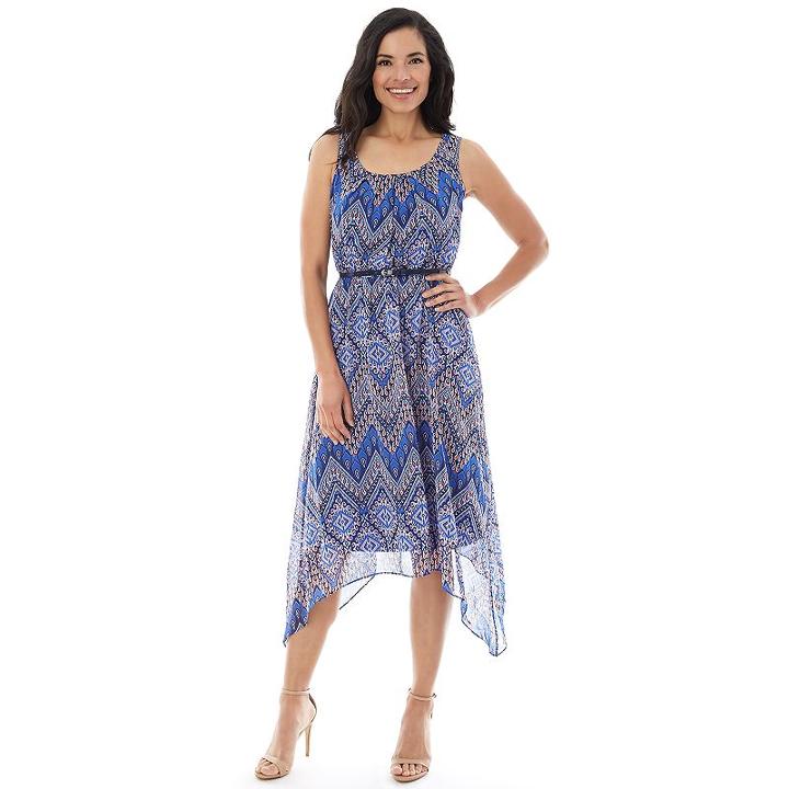 Women's Ab Studio Chevron Handkerchief Midi Dress, Size: Regular, Ovrfl Oth