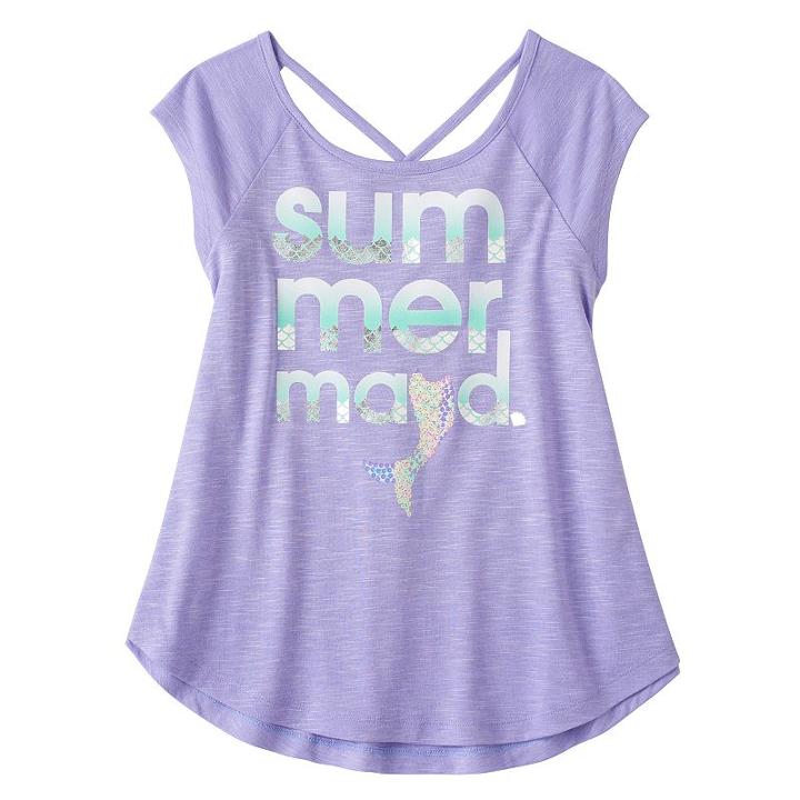 Girls 7-16 & Plus Size So&reg; Cutout V-back Tee, Girl's, Size: 10, Brt Purple