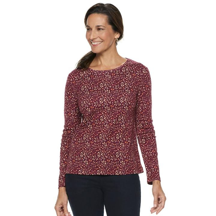 Women's Croft & Barrow&reg; Fall Graphic Tee, Size: Small, Dark Red